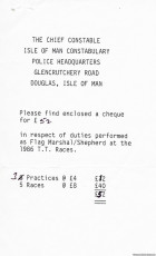 Payment for 1987 IOM TT Flag Marshal